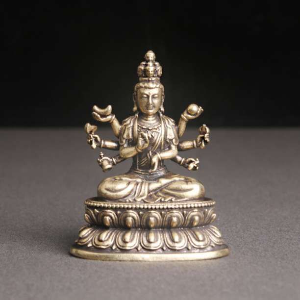 銅製 千手観音 大 子 年 菩薩 仏像 中サイズ 真鍮 フィギュア 63mm