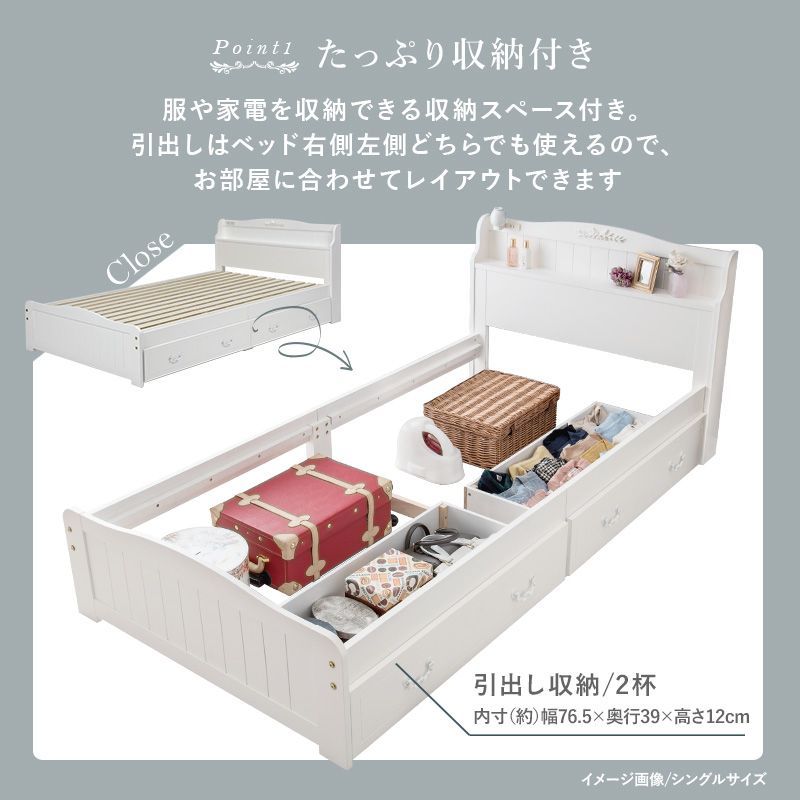 SSS］マットレス・引出し付セミシングルショートベッド ボンネルコイル