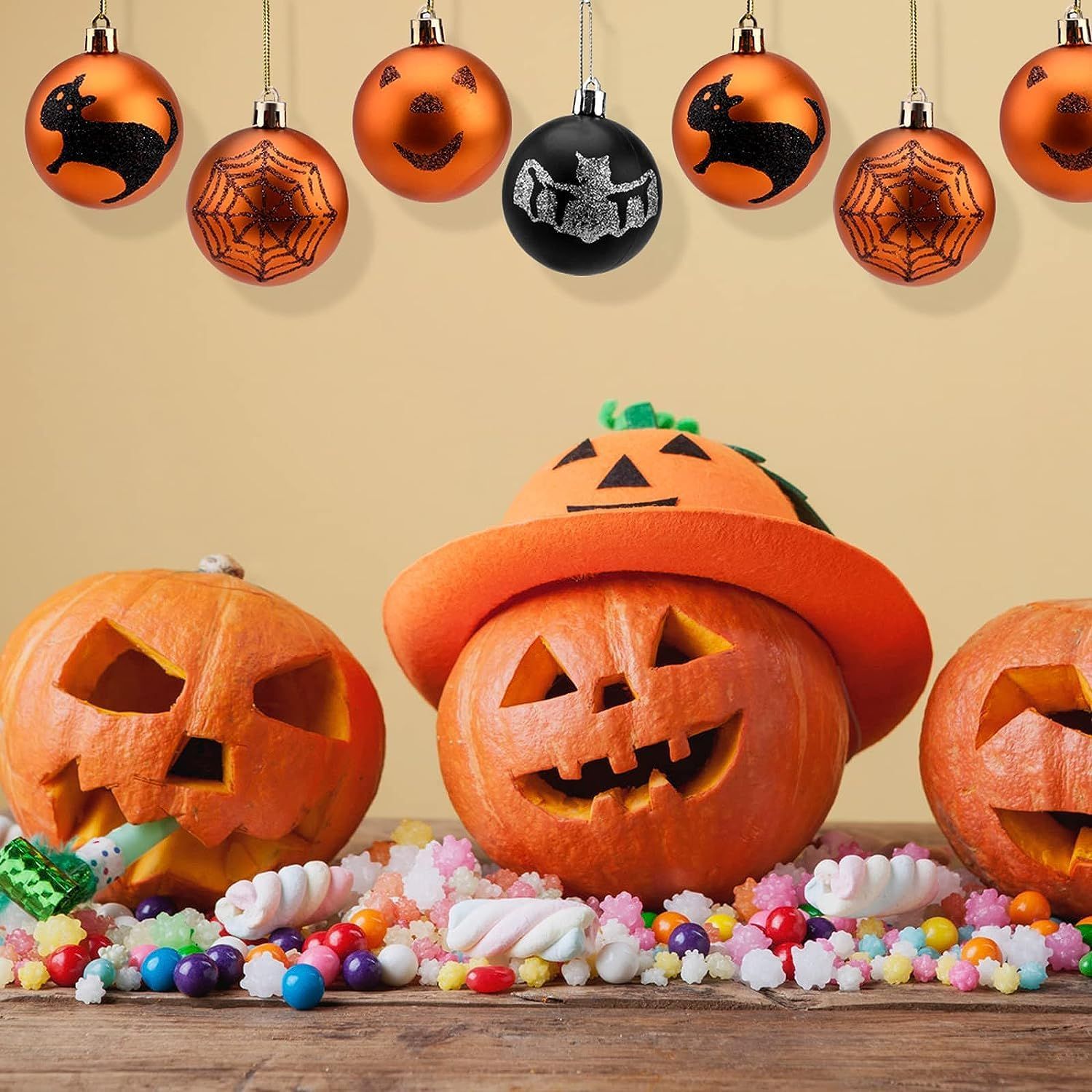 安価 まもなく終了 店内飾り 装飾ボール 屋敷仮装パーティ 装飾ボール ハロウィン 学園祭 ハロウィン デコレーション 真撮影背景 北欧 大粒でツリーに映えるオーナメント パーティー クモの巣 コウモリ イベント かぼちゃん 笑顏 小道具 黒猫 直径6cm 店舗