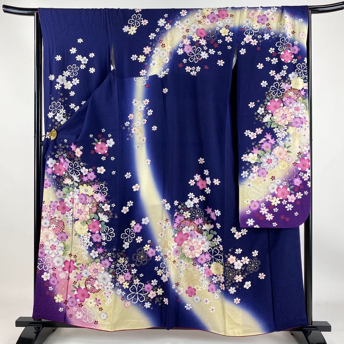 振袖　袋帯　4点セット　桜　蝶　金銀彩　身丈163cm 裄丈66cm M 正絹 振袖 身丈159cm 裄丈66cm M 袷 袋帯フルセット 桜 雪輪 金彩