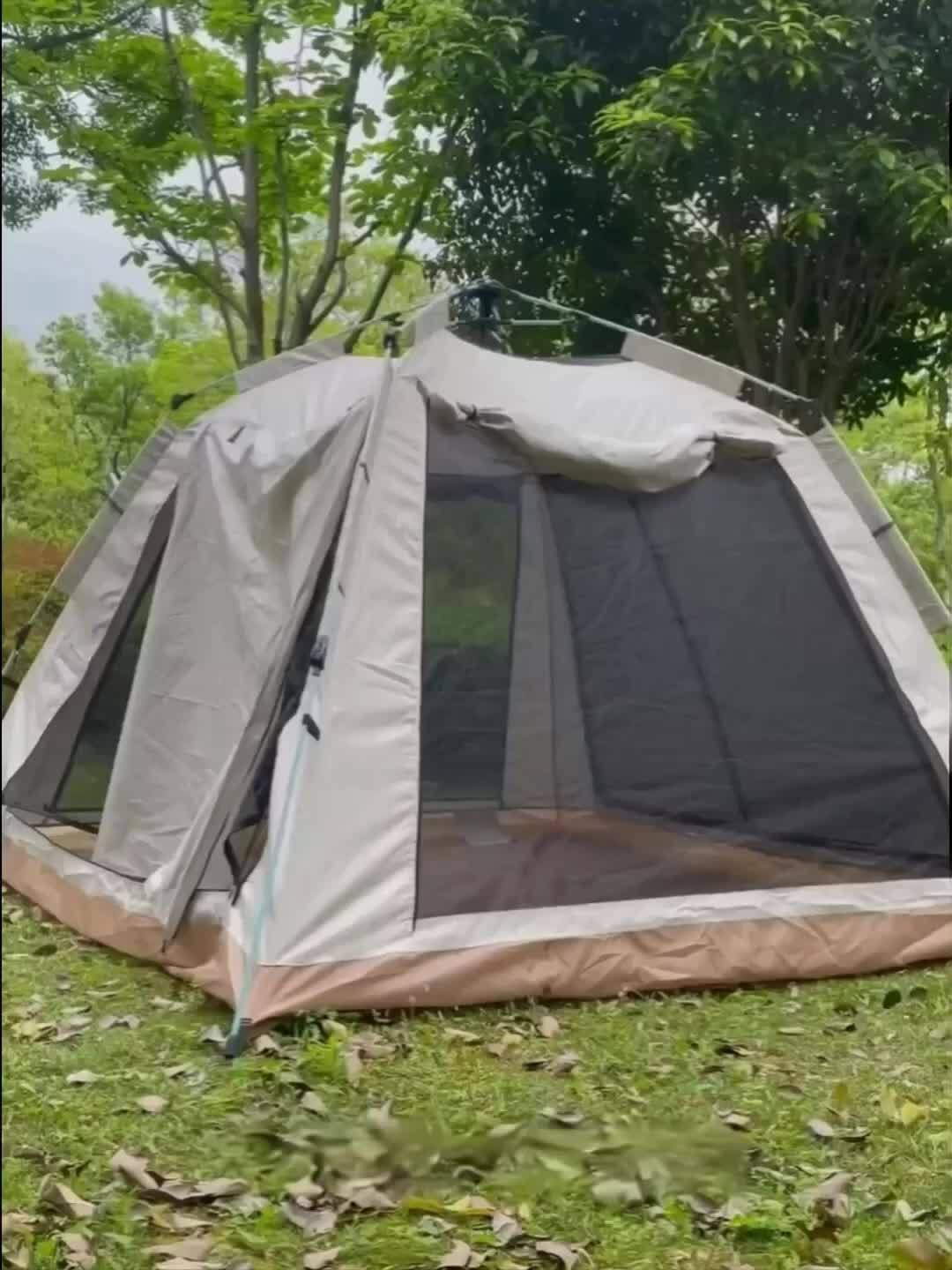 5〜8人用ー グレー 超軽量大型ポップアップアウトドアテント 横200縦280高さ120cm テント 蚊対策 送料無料キャンプテント 超簡単設営 5-8人 簡易