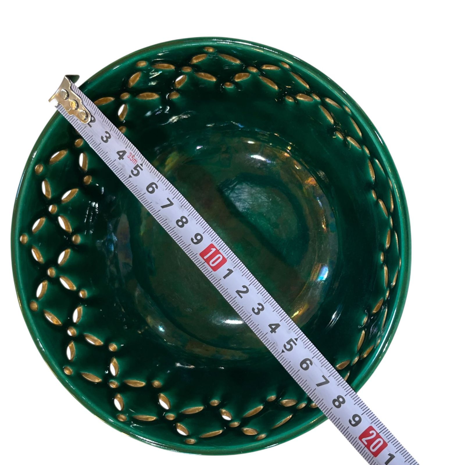 茶道具 古物品 菓子鉢 萬古 トルコ釉 水玉透かし 加賀瑞山 木箱入 茶道具 古物品 菓子鉢 萬古 トルコ釉 水玉透かし 加賀瑞山 木箱入