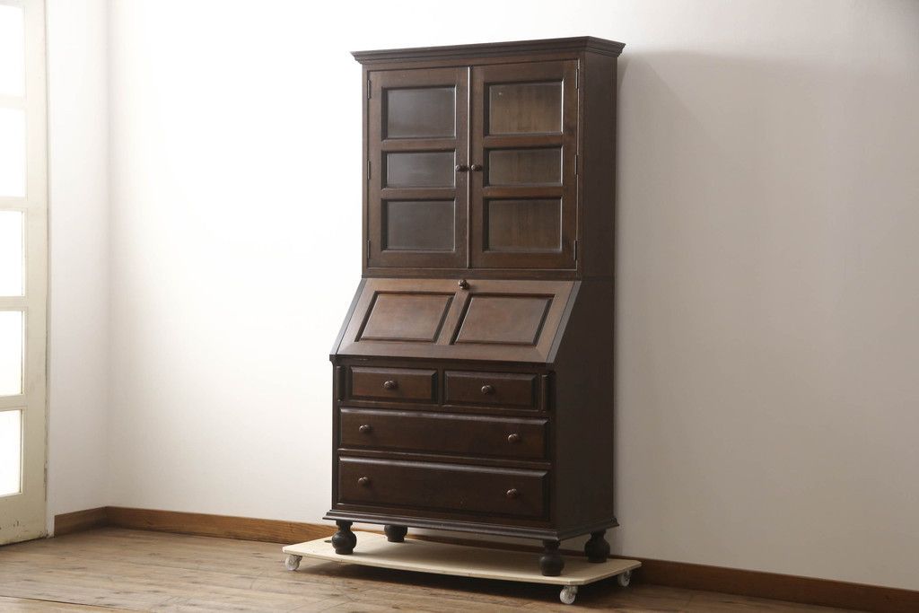 長野松本民芸家具 天然木 ライティングビューロー デスク チェスト