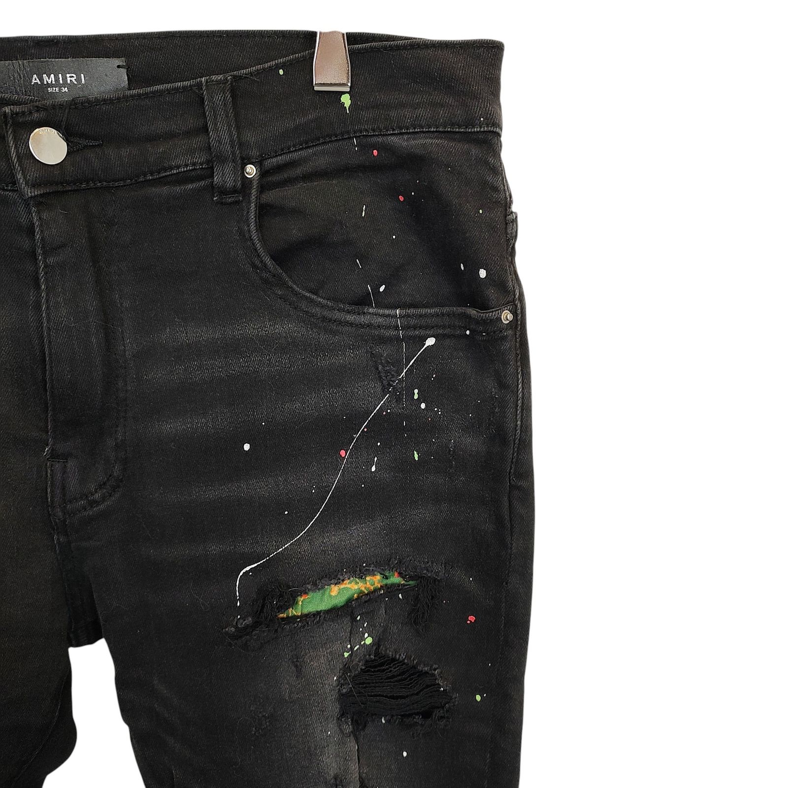 超希少 アミリ ペイント加工鶴ワッペンデニムパンツ 34 M