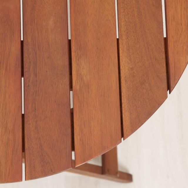 不二貿易 ガーデン テーブル ラウンド 81060 幅68.5×奥行68.5×高さ72cm ブラウン 天然木 折りたたみ パラソルホールつき