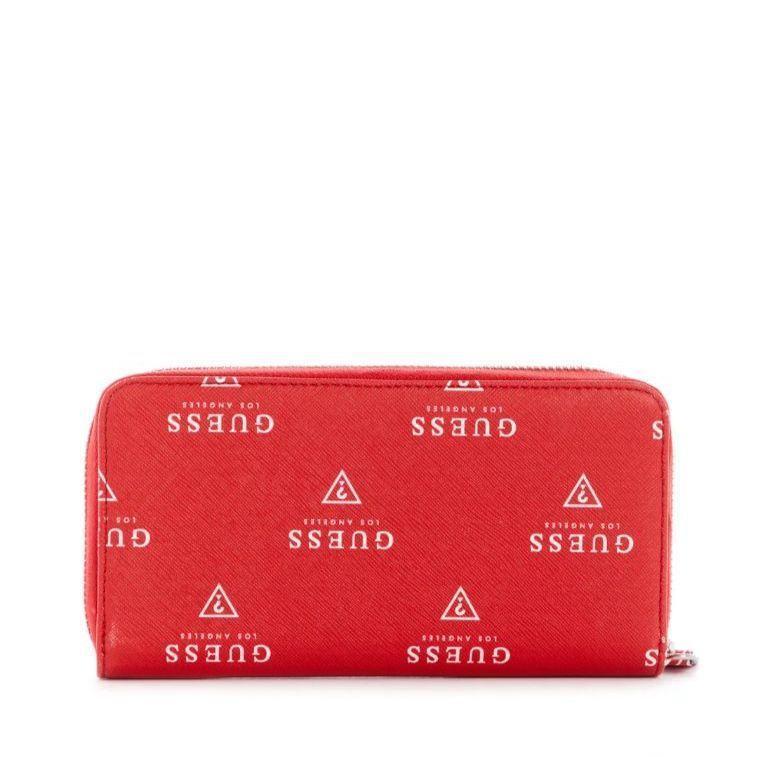 大人気】GUESS長財布 文字柄 赤 レッド - メルカリ 