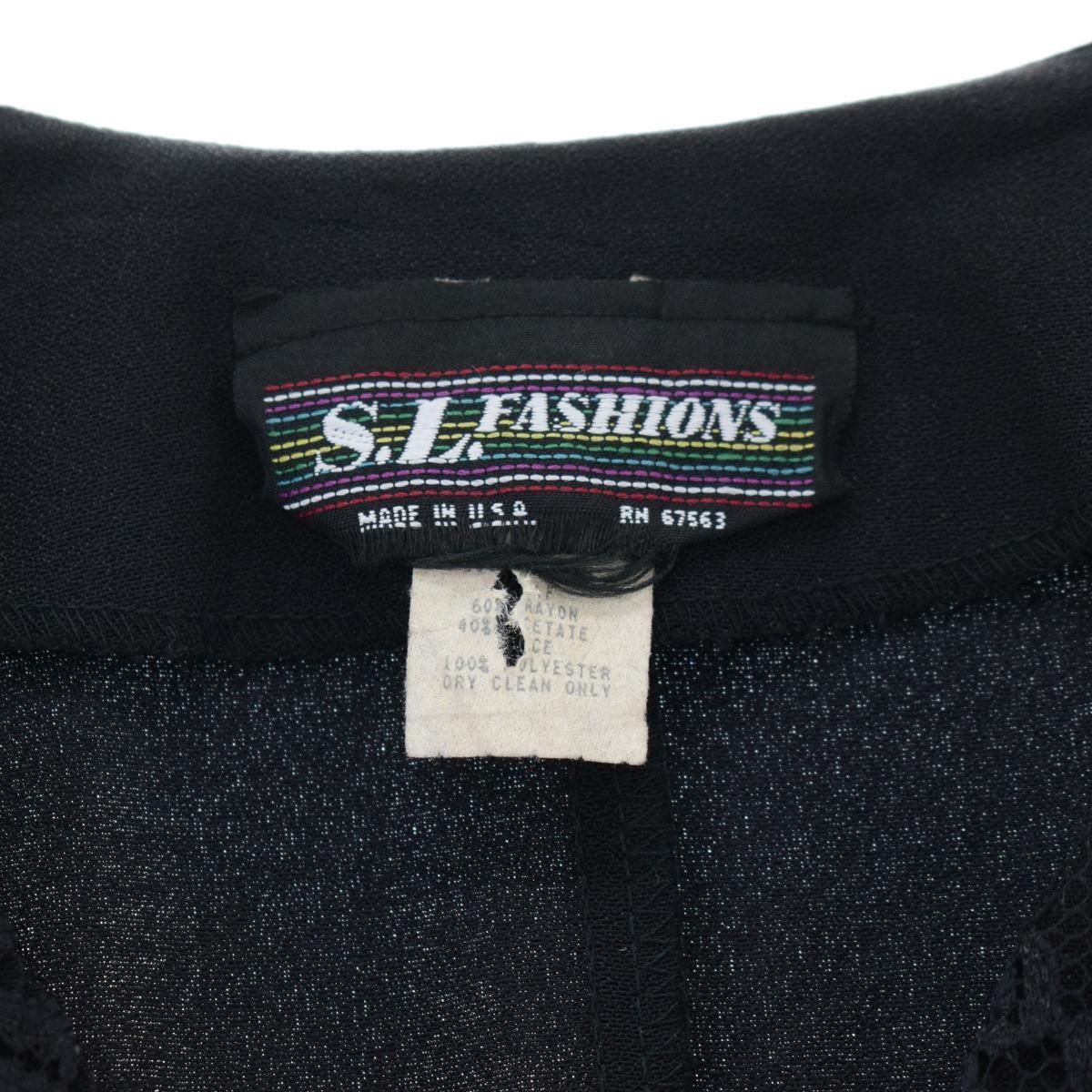 S.L. FASHIONS レース付き 長袖 フレア ワンピース USA製 レディースM /eaa223309長袖フレアワンピース素材