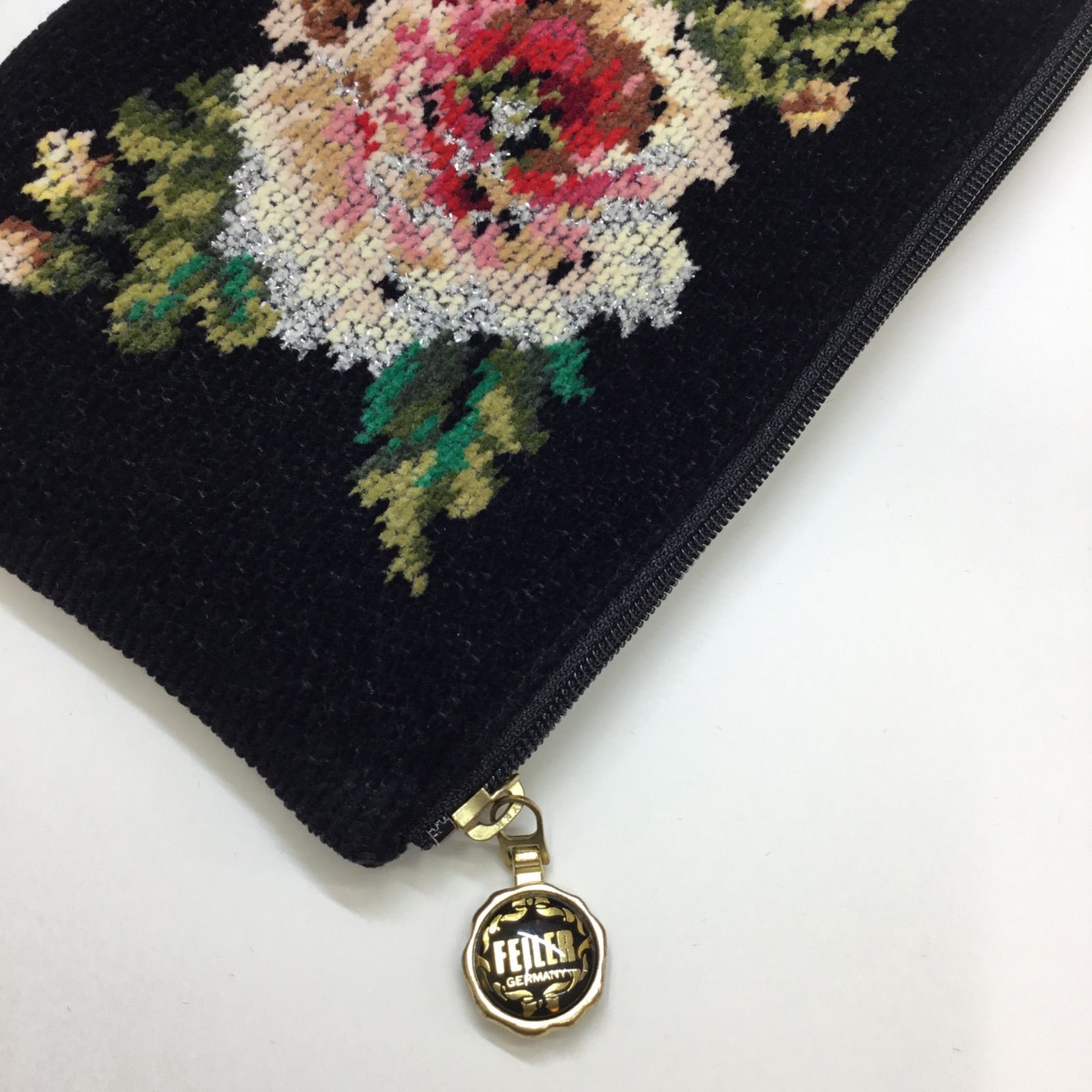 美品 🔶薔薇 ラメ入り ♢ FEILER フェイラー ／ フェイラー
