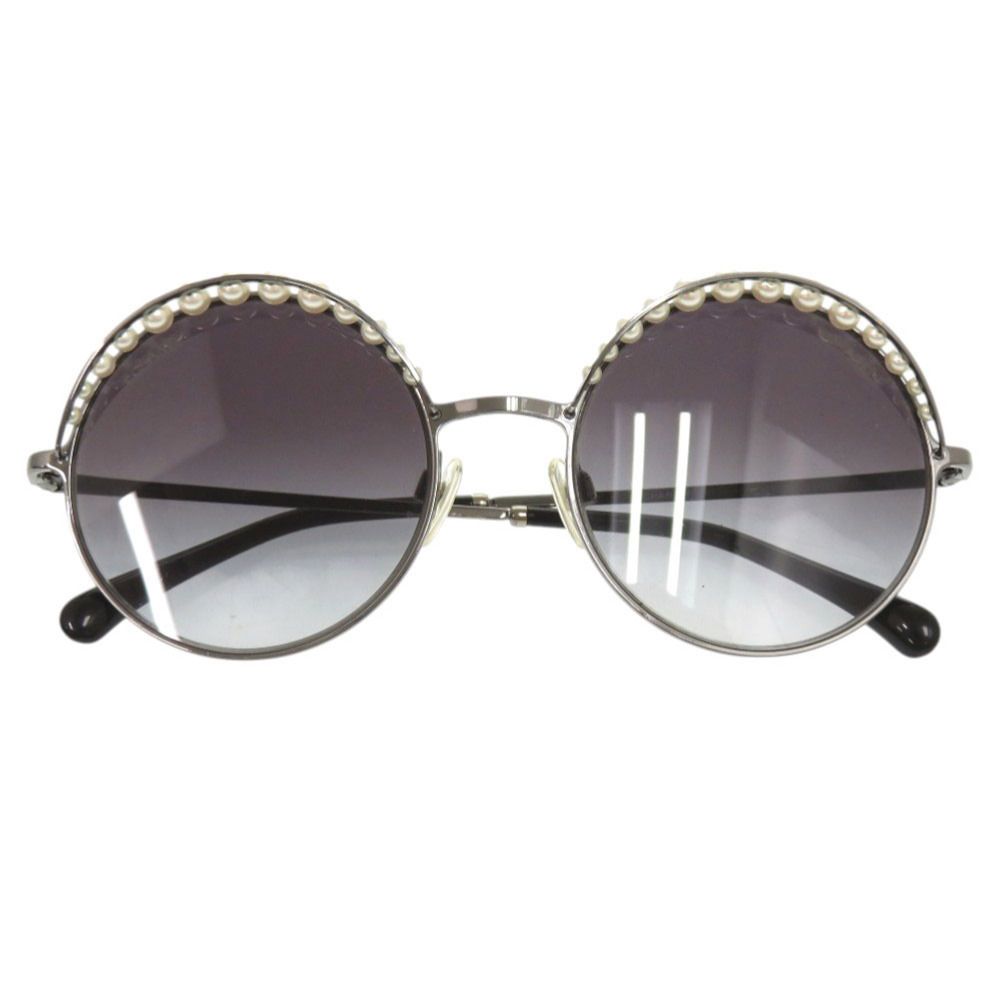 美品 CHANEL サングラス パール 4234-H ココマーク 丸型 ブラック