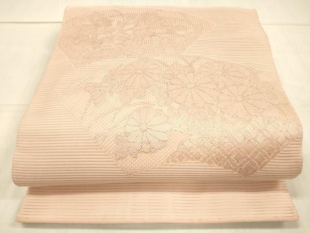 平和屋着物●綴れ　太鼓柄袋帯　霞雲文　象牙色　金銀糸　正絹　逸品　DAAV9219ob 平和屋着物○綴れ 太鼓柄袋帯 霞雲文 象牙色 金銀糸 正絹