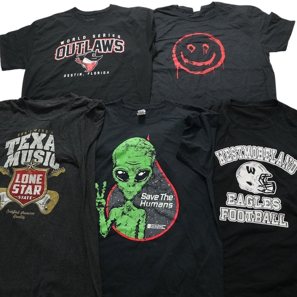 3万円分アメカジUSA古着卸ブラック黒プリントTシャツ大量セット福袋メンズLサイズNIKEフリマまとめ売りReebokビンテージ80s90sベール転売
