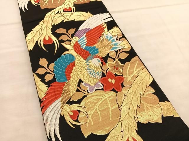 平和屋着物■全通柄袋帯　正倉院鳳凰亀甲花蝶文　金糸　逸品　ku1459