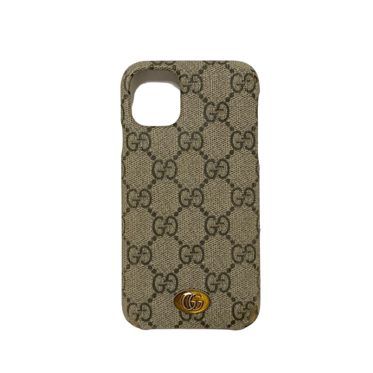 GUCCI グッチ 携帯電話ケース オフィディア 625710 ベージュ×ダークブラウン iPhoneケース|iPhone11