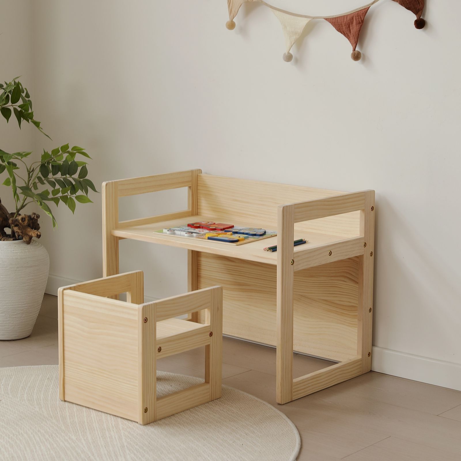 大人気商品」全新品 キッズデスク チェア セット 2点セット 天然パイン 