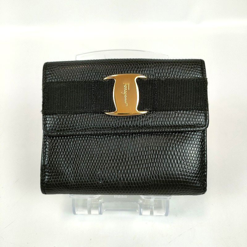 フェラガモ 財布 二つ折り財布 22C911 ネイビー ヴァラ リボン 新品