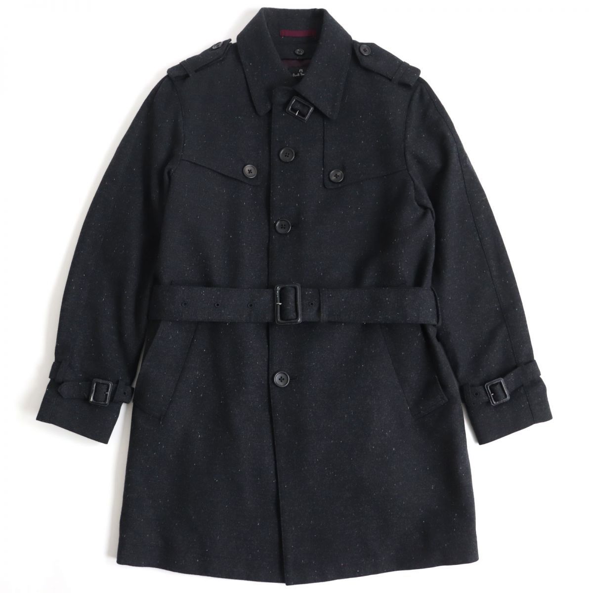 Paul Smith BLACK ウールトレンチコートカシミヤ混裾フレア
