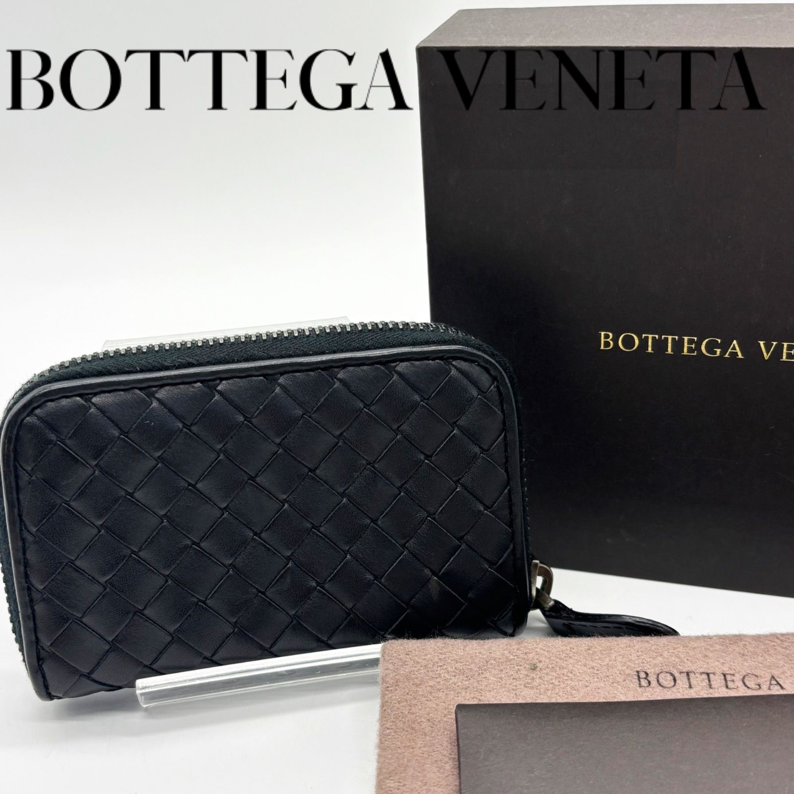 【極美品】ボッテガ コインケース イントレチャート ラウンドファスナー 極美品】BOTTEGAVENETA ボッテガ イントレチャート コインケース