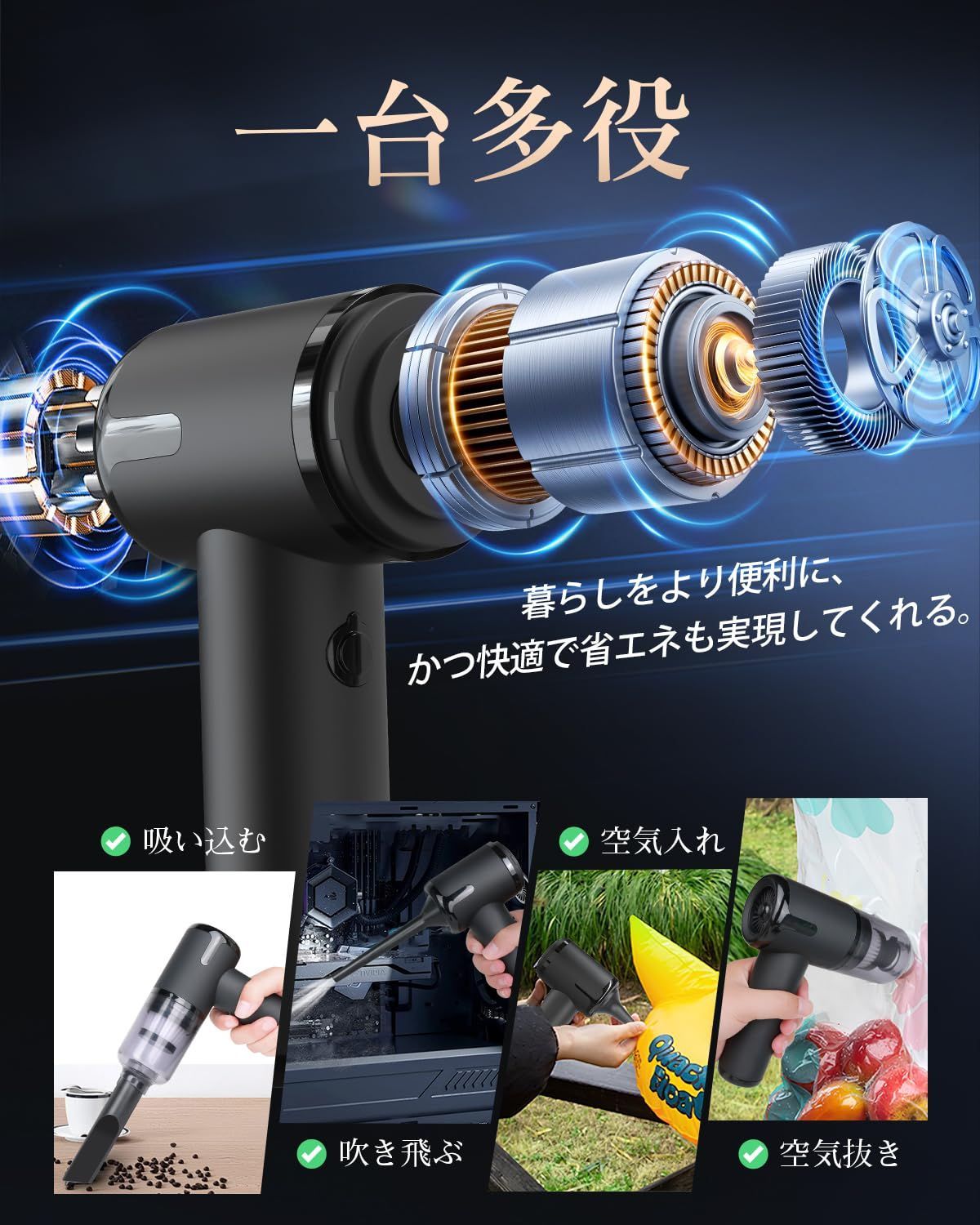 特価』 コードレス 28000Pa 強力吸引力【吹き飛ぶ/吸い込む/空気入れ/空気抜き】ハンディ掃除機 パワフル 長時間稼働 多機能【2025新登場】車用掃除機  超軽量0.37kg 乾湿両用 小型 ハンディクリーナー USB充電式 メーカー付 人気 業務用/ 特価』 コードレス 28000Pa 強力 ...