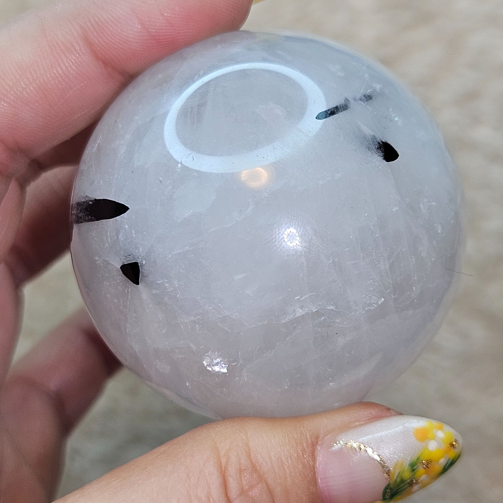 虹?ブラックトルマリンインクォーツ✨スフィア✨