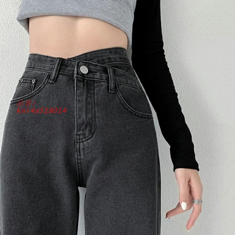 裏起毛 デニム ジーンズ ストレートデニム レディース ボ韓国 50代 40代 30代 20代 韓国ファッション kni4a518014