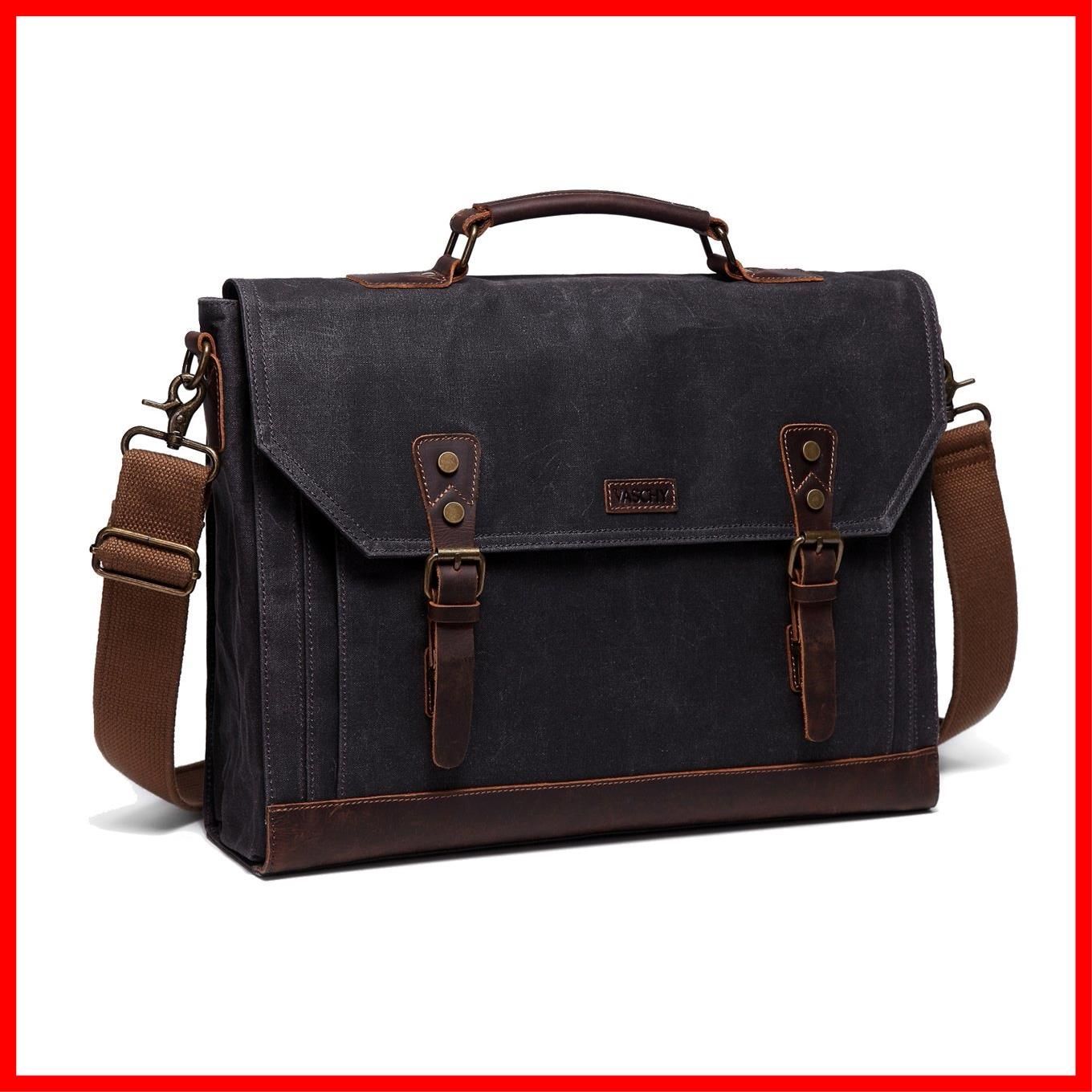 特価商品】VASCHY 本革 帆布 メッセンジャーバッグ メンズ 大容量 ショルダーバッグ 14-15.6インチ