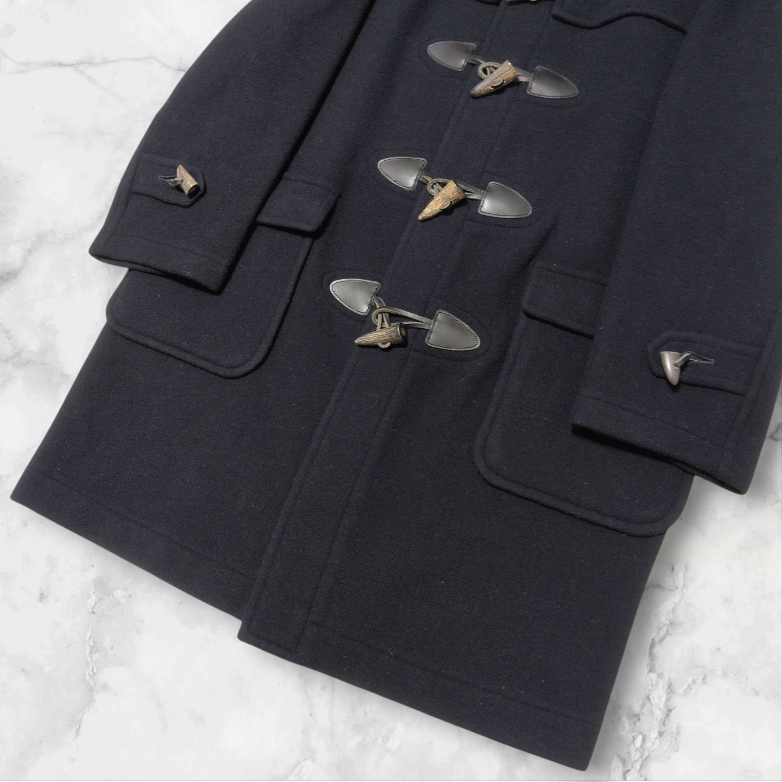 ジェイプレス ダッフルコート フード トグル レザー 裏地総柄