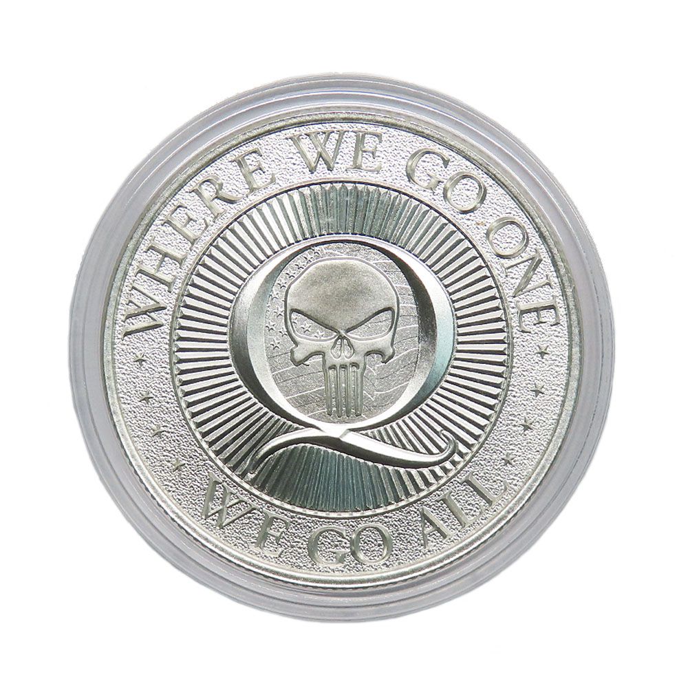 名古屋】【OTHER】QANON WHERE WE GO ONE/WE GO ALL スカル 純銀コイン 1オンス シルバー