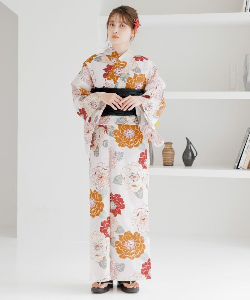 Dita 浴衣 如月の椿 2025 浴衣5点セット(ゆかた・帯・下駄・着付けマニュアル