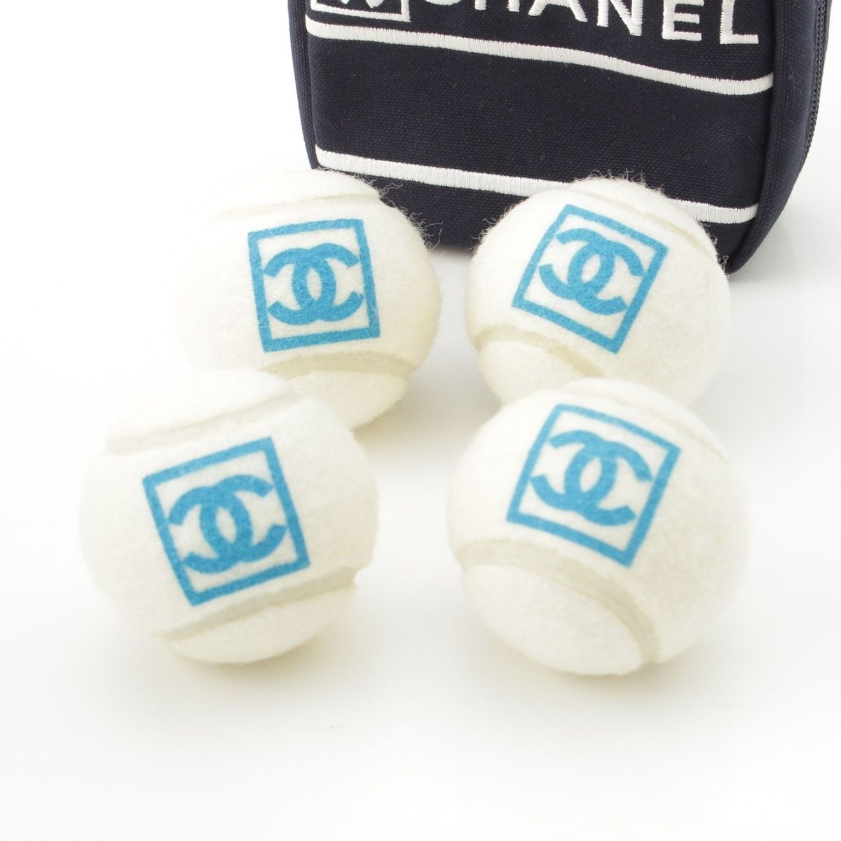 シャネル スポーツライン キャンバス ココマーク ポーチ テニスボール 4個 セット ネイビー