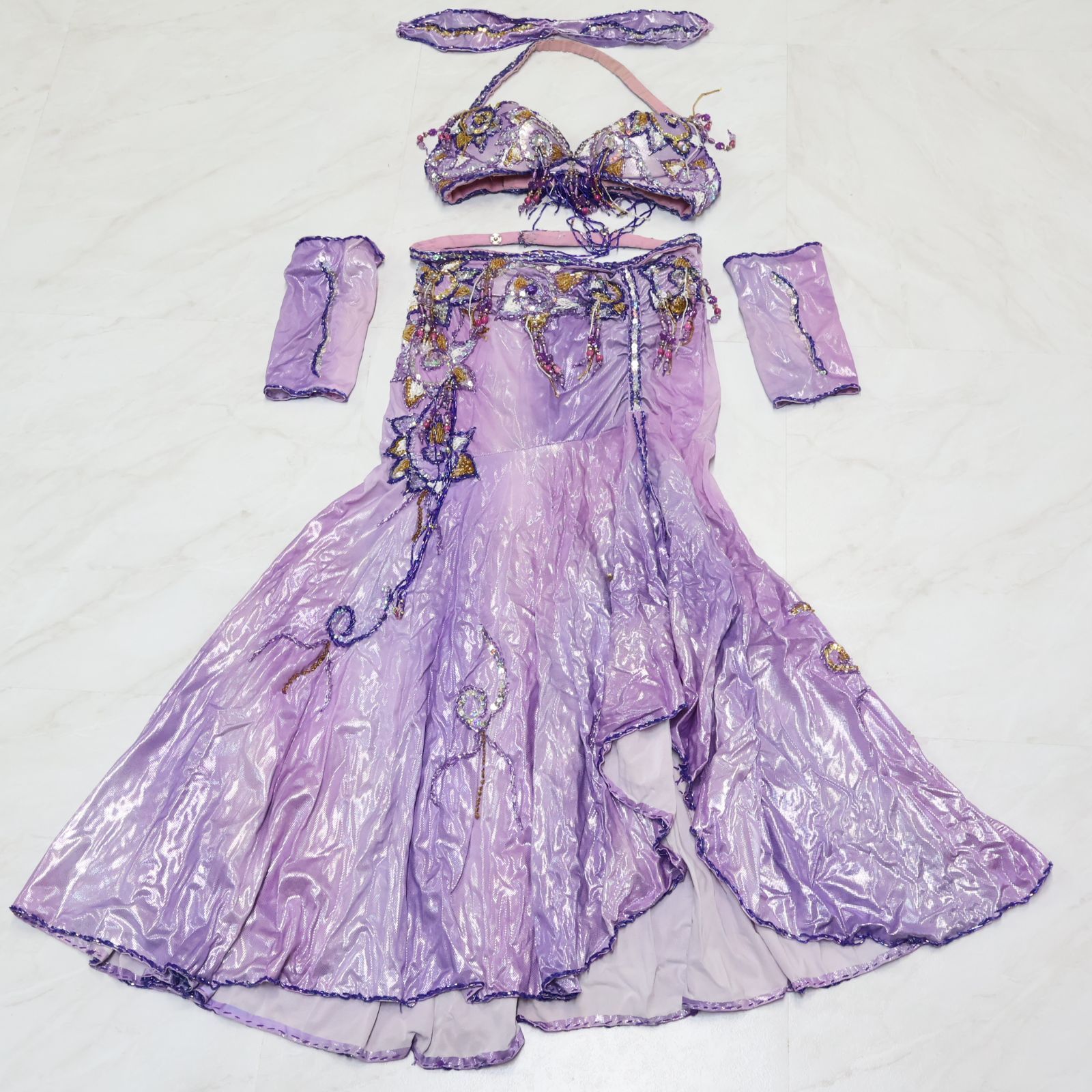 送料無料』【トルコ製 ベリーダンス用オリエンタル衣装】パープル