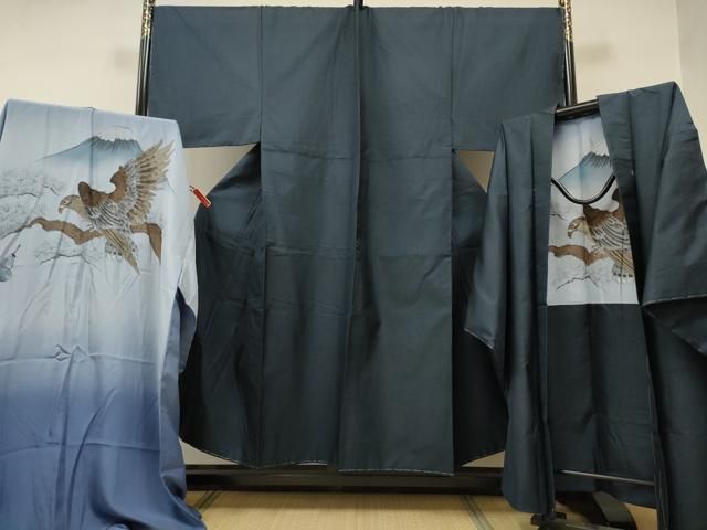平和屋着物 上 男性 本場大島紬 アンサンブル キングサイズ 長襦袢 袷 長羽織セット 100亀甲 総詰め ♥ DZAA9217kh5