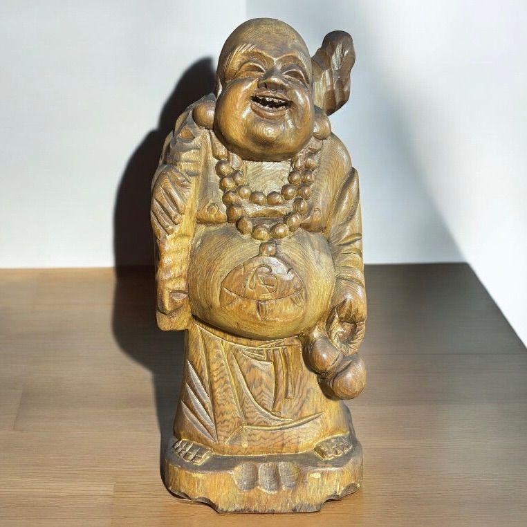 木彫り 布袋尊 七福神 木製 布袋様 開運 縁起物 彫刻 仏像 古