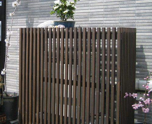 ガーデンガーデン モダンエアコン室外機カバー ダークブラウン 縦型 幅93.5 cm×高さ90 cm×奥行42.5 cm 杉天然木 MAC-935