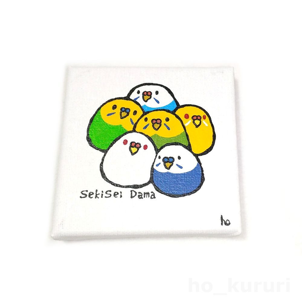 セキセイインコ ミニキャンバス 原画イラスト 4877