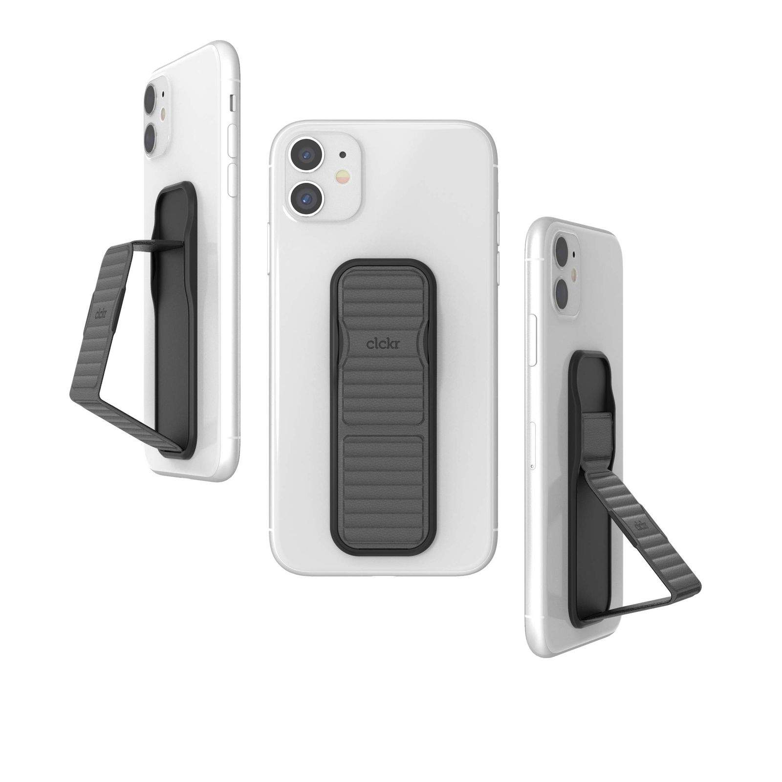 CLCKR スマホスタンド u0026 グリップ 縦置き/横置き スマホリングの次はこれ スリムデザイン iPhone iPad Android Xperia 各種スマホに対応 ケース に装着可 ユニバーサル スマホホルダー PUレザー ペ [ グリップ CLCKR スマホスタンド スタンド 0 1