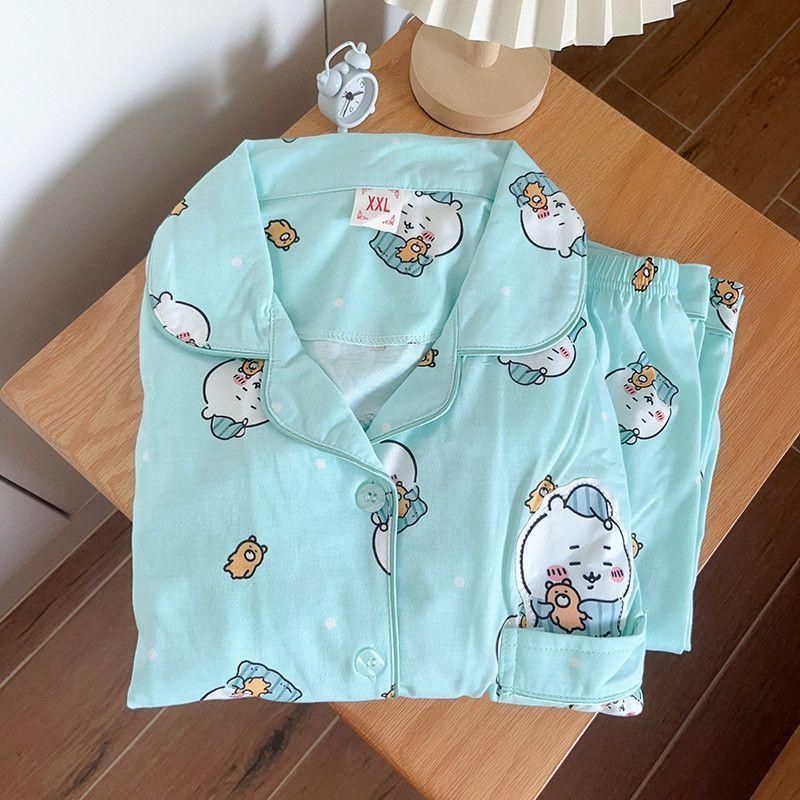 ちいかわ - ちいかわ　ハチワレ　ベロアパジャマ　上下セット　ルームウェア　レディース　L Amazon.co.jp: [P.X.store] ちいかわ 上下セット 秋 冬 パジャマ