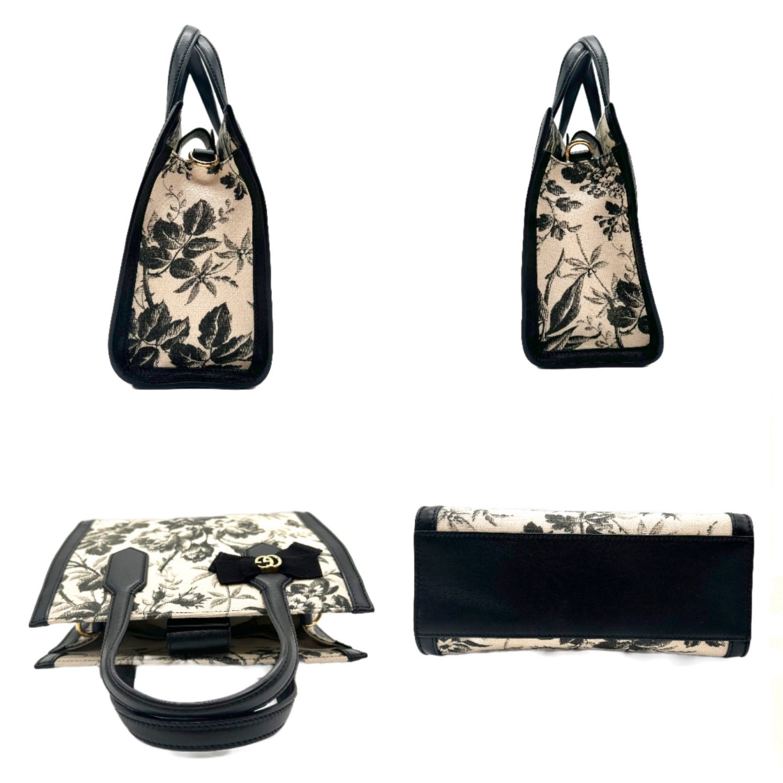GUCCI グッチ　　ハーバリウム　2way ショルダーバッグ　443089 GUCCI - グッチ 2way バッグ ホワイト ブルー フラワー ハー