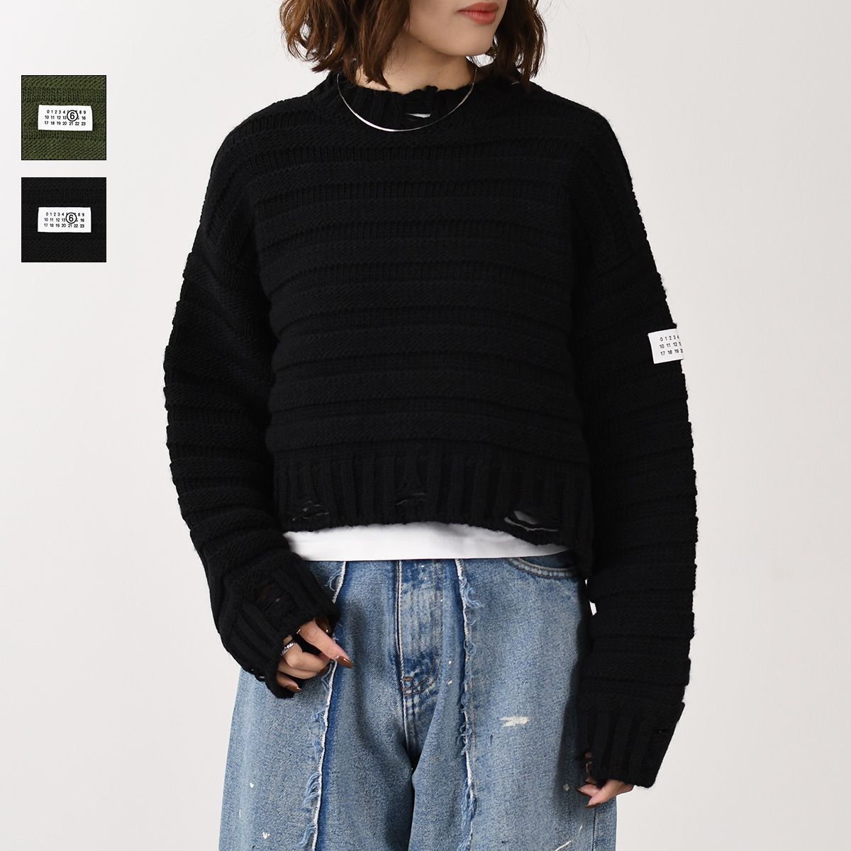 MM6 MAISON MARGIELA エムエムシックス メゾン マルジェラ トップス ニット ウールジャンパー S52HL0031 M13040 レディース カーキ セーター 長袖 MM6 MAISON MARGIELA エムエムシックス メゾン マルジェラ