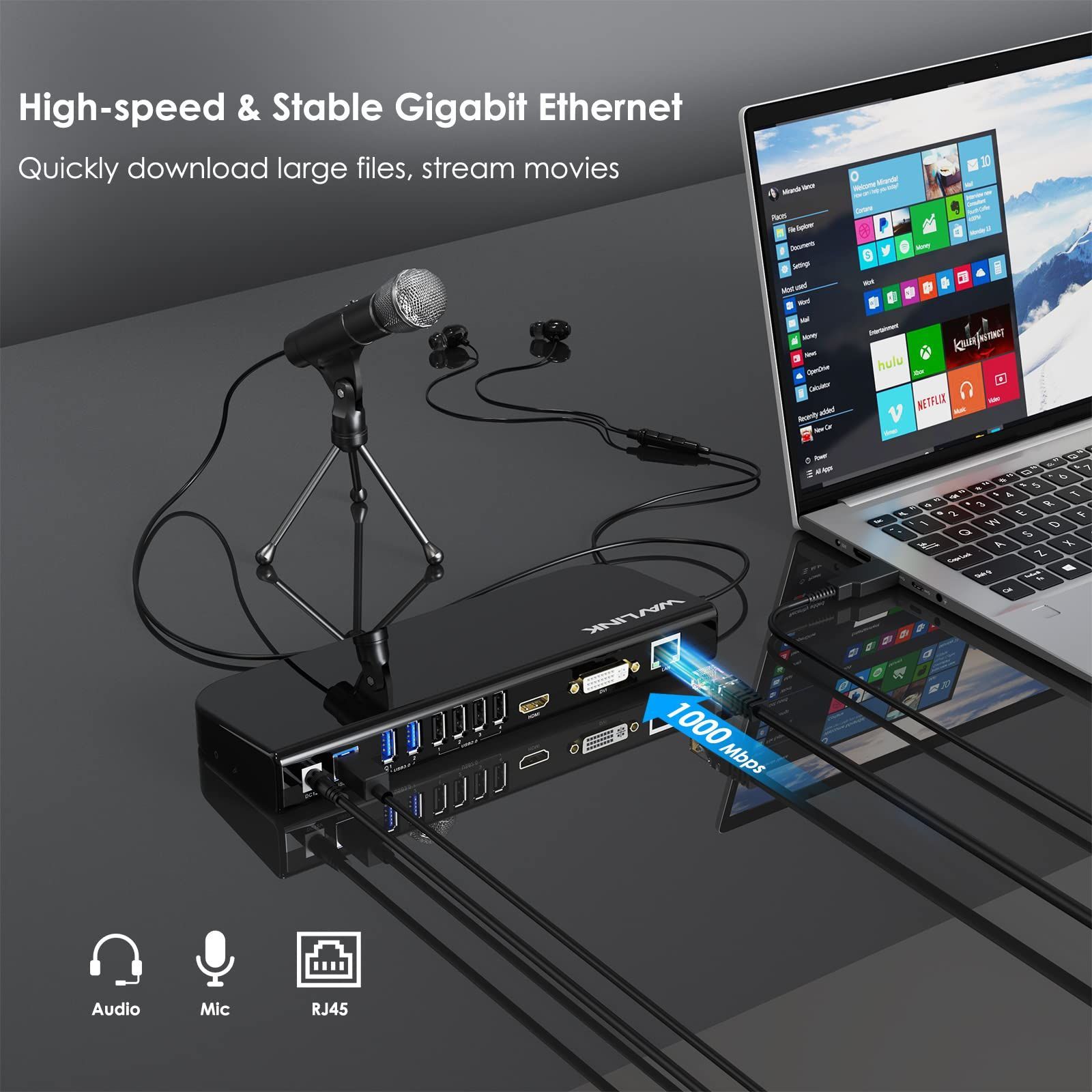 全品本物! 新着商品 ポートx2 USB3.0 USB USB3.0 イーサネット ギガビット ポート 2.0 VGAアダプター to DVI VGA ポートx4 DVI HDMI 2K 60 デュアルモニター 音声入出力 Windows|Mac対応 ドッキングステ