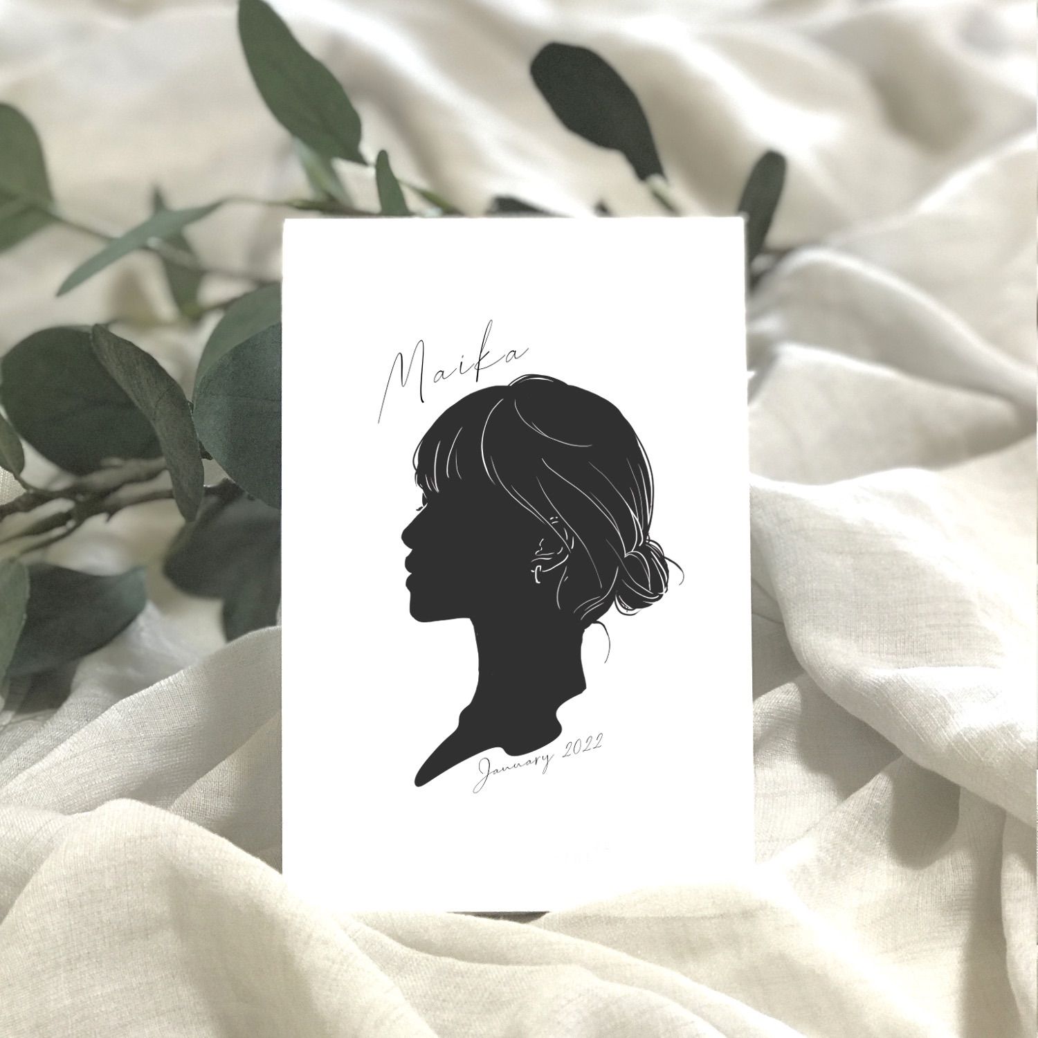 メルカリshops データ販売 シルエット風 似顔絵 イラスト 誕生日 記念日 プレゼント