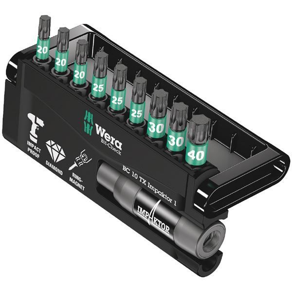 WERA ヴェラ 10点組 差込6.35mm インパクト用 ビットチェック トルクスビットセット 057688 工具 ツール DIY 作業工具 道具
