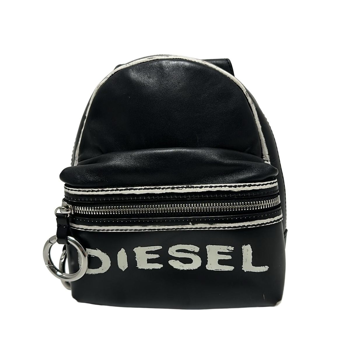 DIESEL ディーゼル リュックサック - 黒×白 ミニバッグ コットン レザー