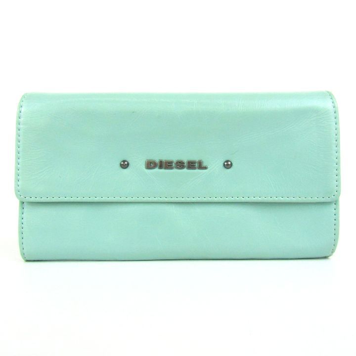 DIESEL 長財布 グリーン GARNET メンズ カウレザー ラウンドジップ ロングウォレット