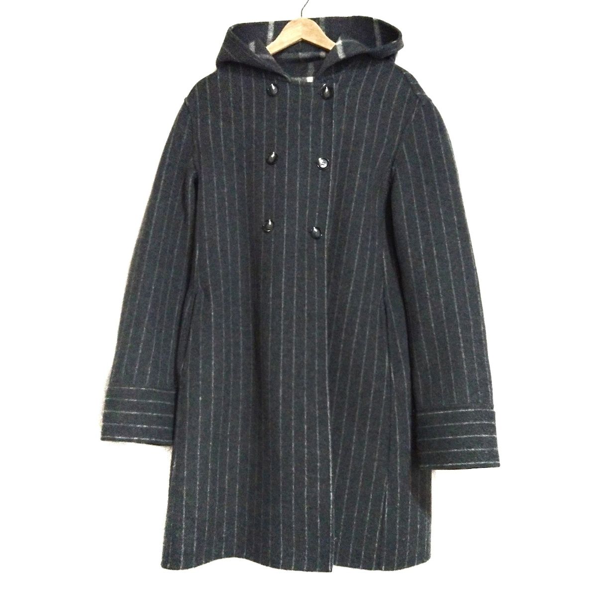 EMPORIOARMANI エンポリオアルマーニ コート サイズ36 S レディース - ダークグレー×ライトグレー 長袖|ストライプ|冬
