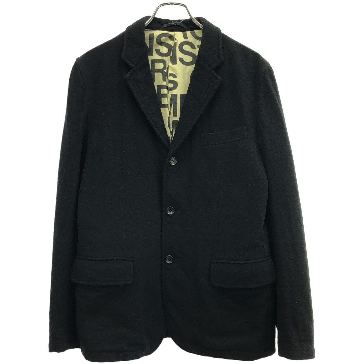 COMME des GARCONS HOMME コムデギャルソンオム 2005AW 裏地ロゴプリントウールジャケット HP-J045 ブラック M