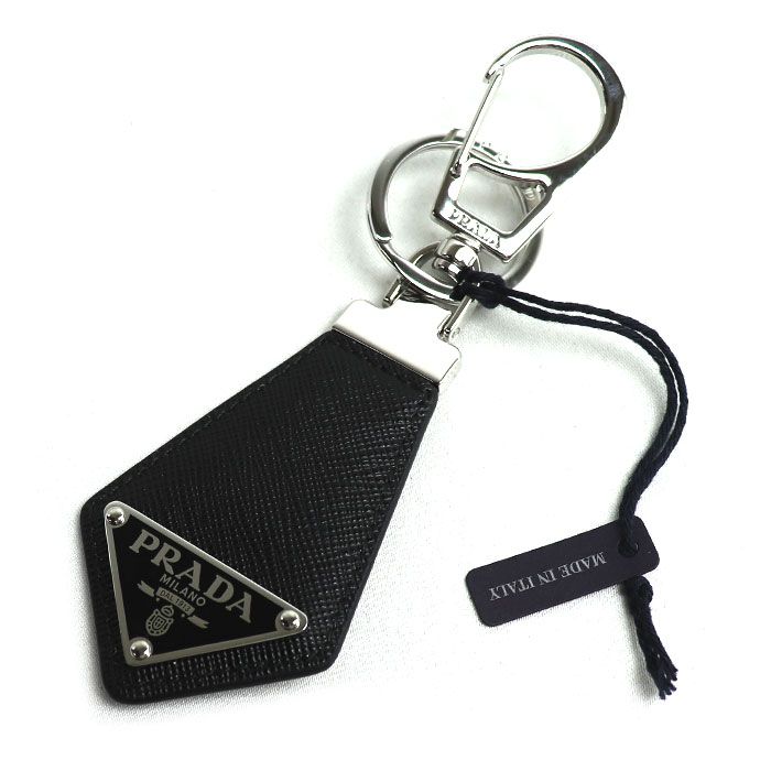 PRADA プラダ サフィアーノレザー キーチェーン キーホルダー ブラック 2PP041_053_F0002 ユニセックス