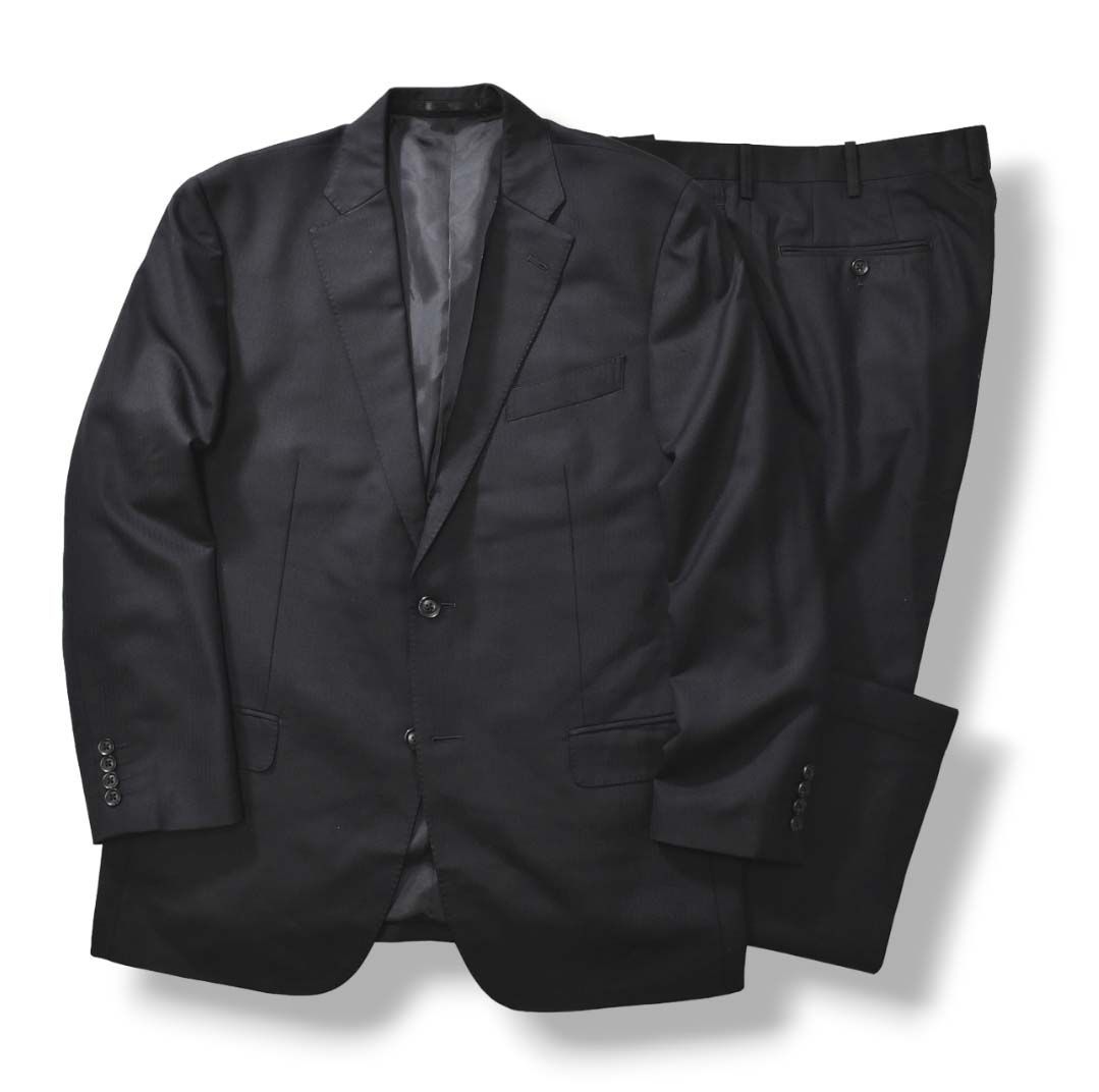 ダンヒル dunhill シングル スーツ上下 セットアップ ストライプ柄 黒 
