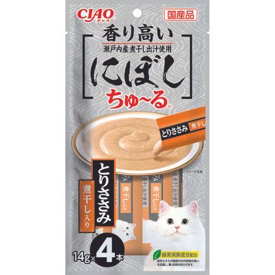 同梱不可 48個セット いなば CIAO にぼしちゅーる とりささみ 煮干入り 14g×4P