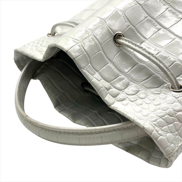 良品 BALENCIAGA バレンシアガ ドロー ストリング クロコ 型押し 