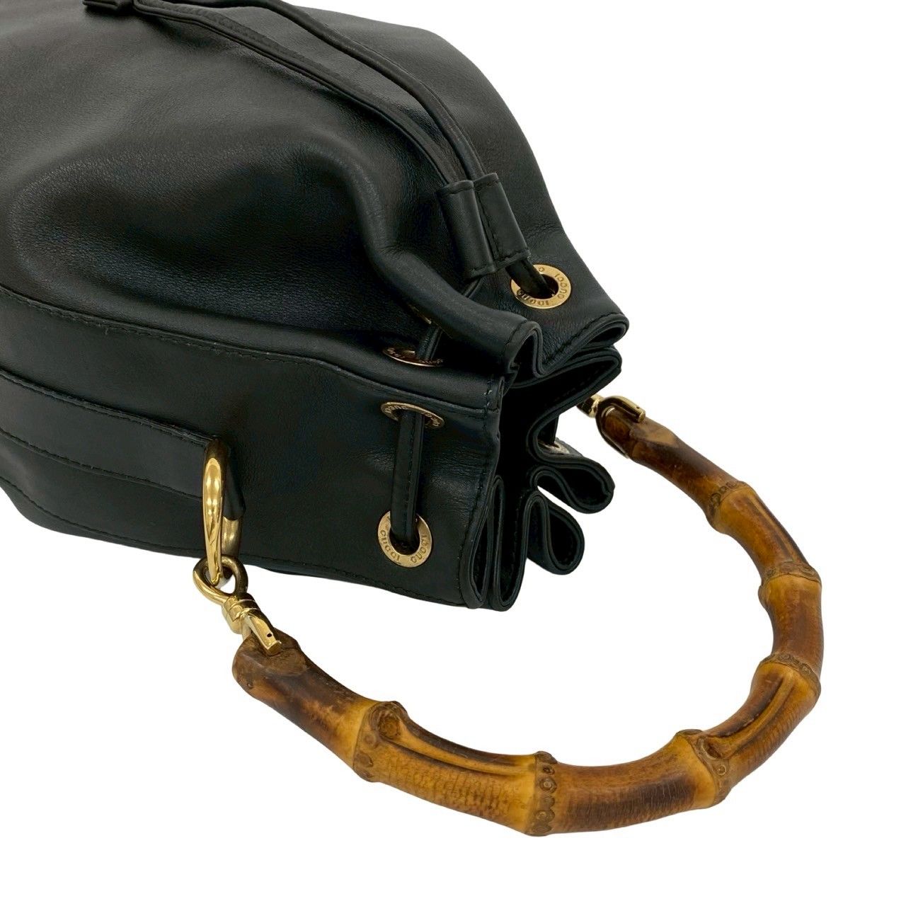 極 美品 希少品 GUCCI グッチ オールドグッチ バンブー ロゴ